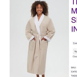 EUC The Lodge at Pebble Beach Lined Terry/ Modal Robe in Tonal Cream Women’s Med